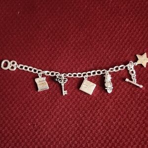 Silver Charm Bracelet with Key and Star Charms